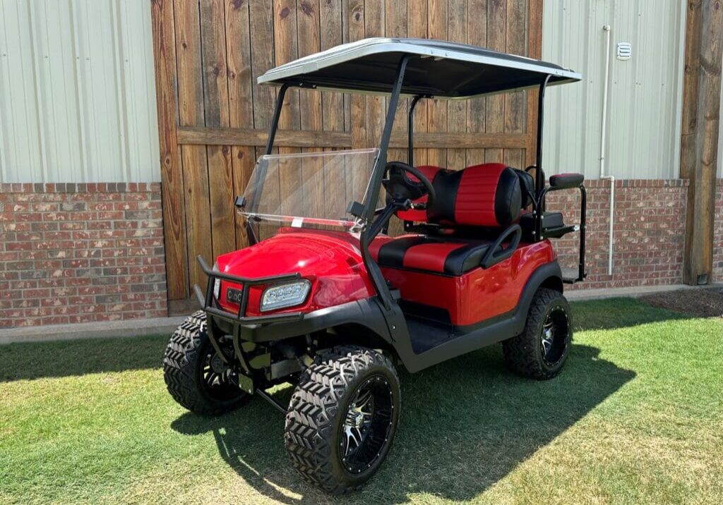 Club Car red 2021 red and black seats brush guard