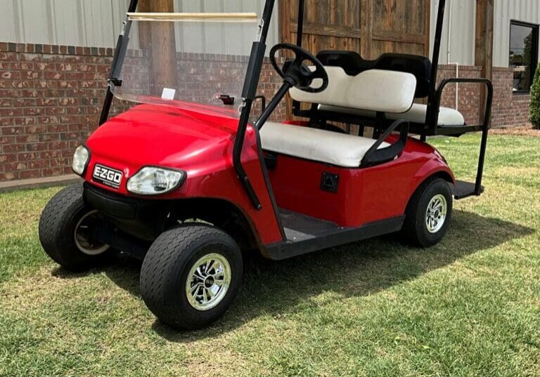 RED EZGO WHITE SEATS